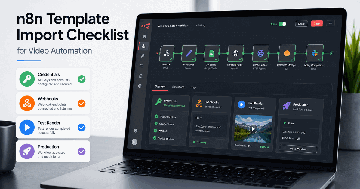 n8n Workflow Template Import Checklist for Video Automation
